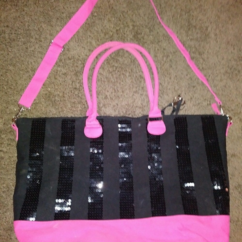 Victoria Secret tote. Pink and black.